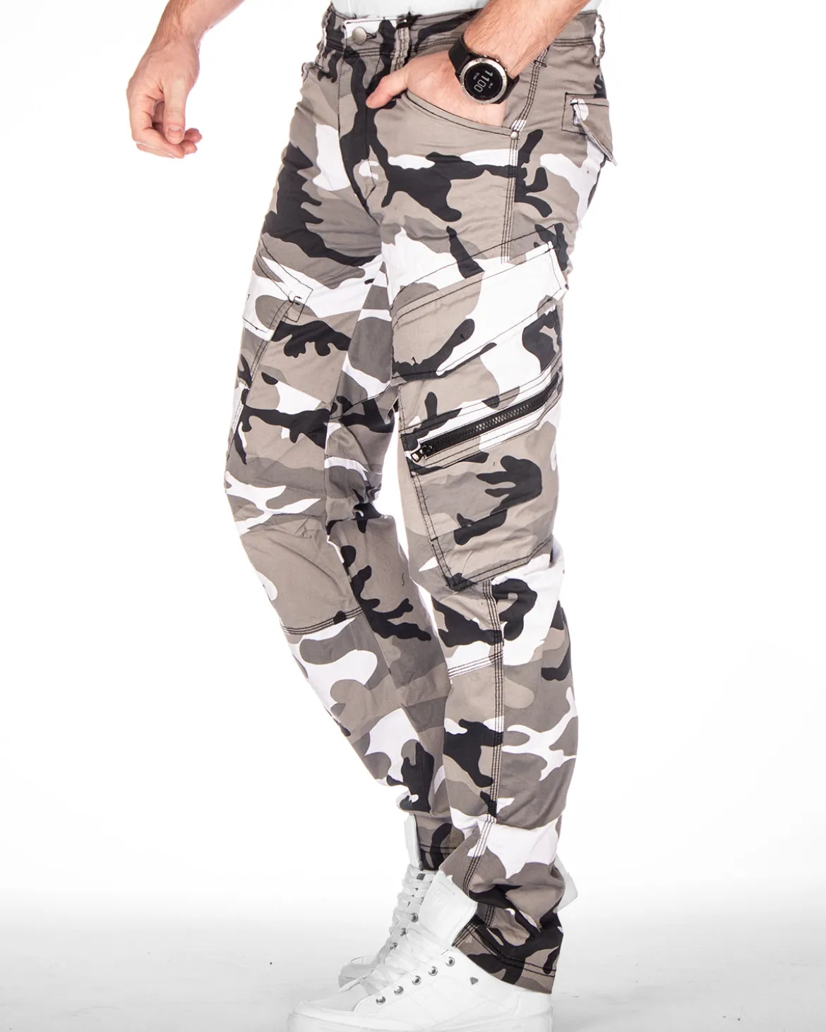 Adven reisitaskuhousut - Valkoinen Camo