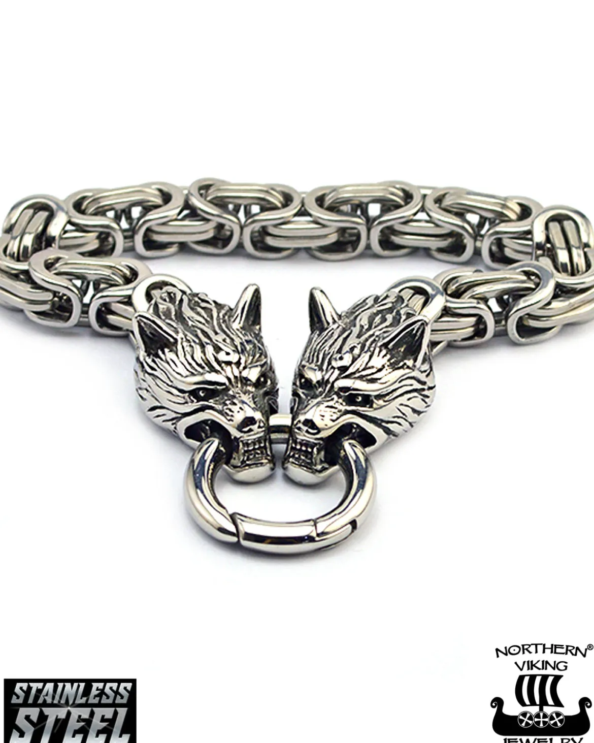 Clasp Byzantine Wolf Head rannekoru - Teräs