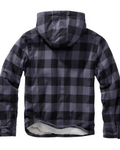 Hupullinen flanellitakki - Musta/Harmaa