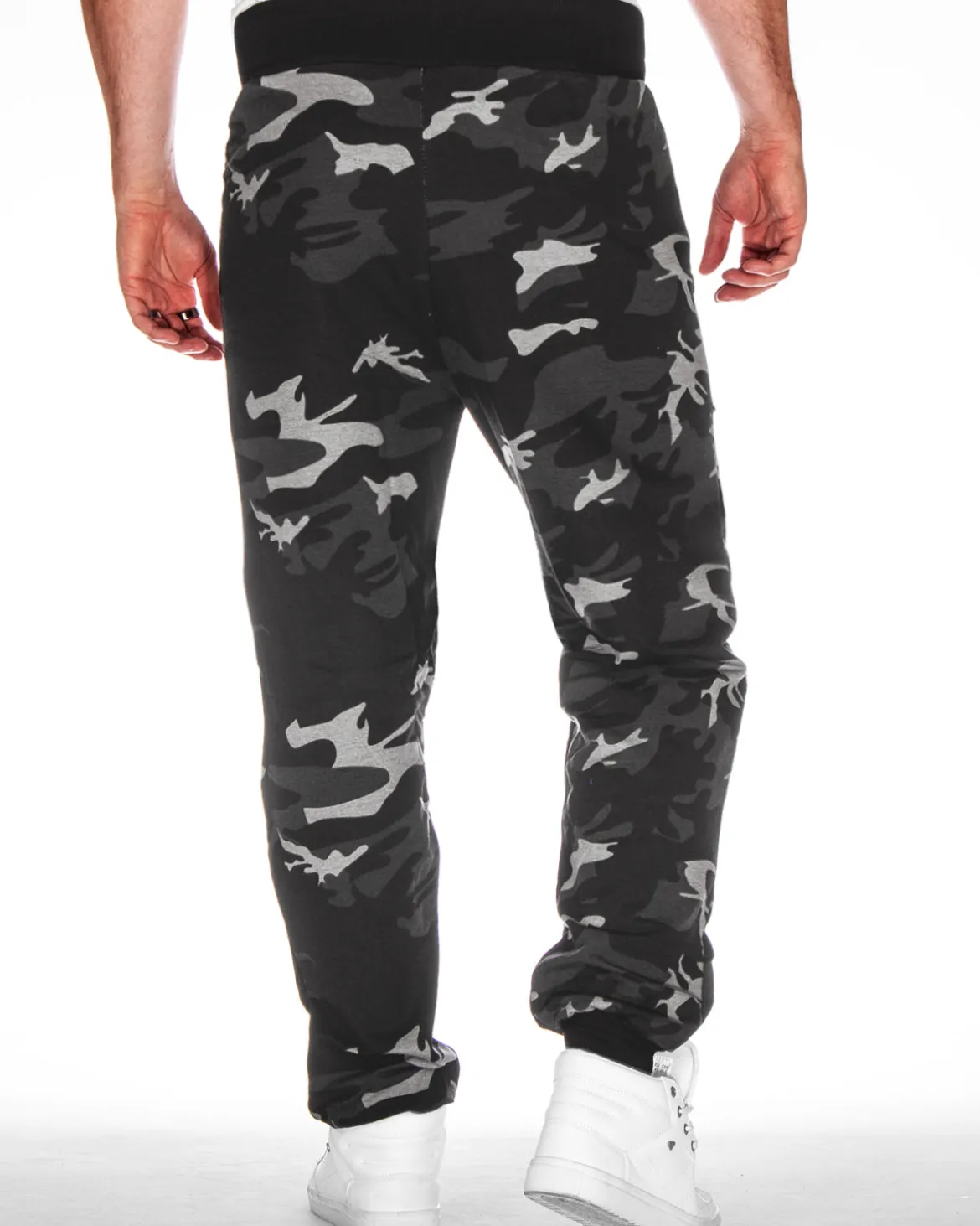 Naval collegehousut - Musta Camo/Valkoinen