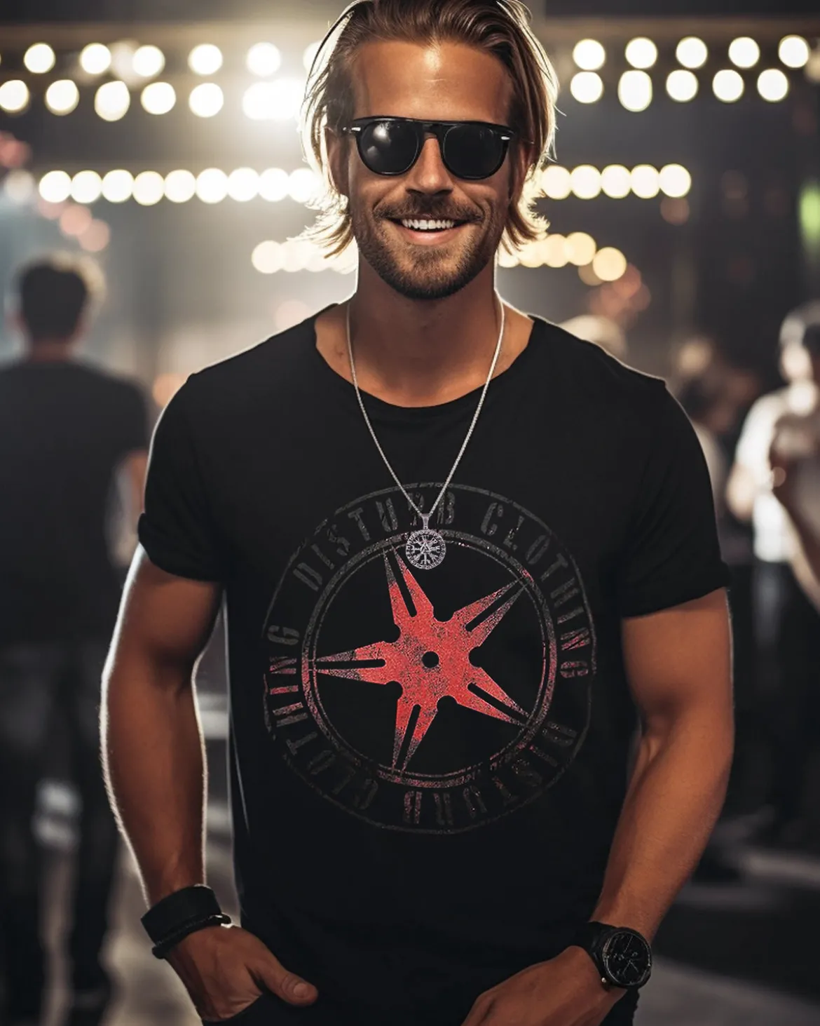 Original red throwing star t-paita - Musta