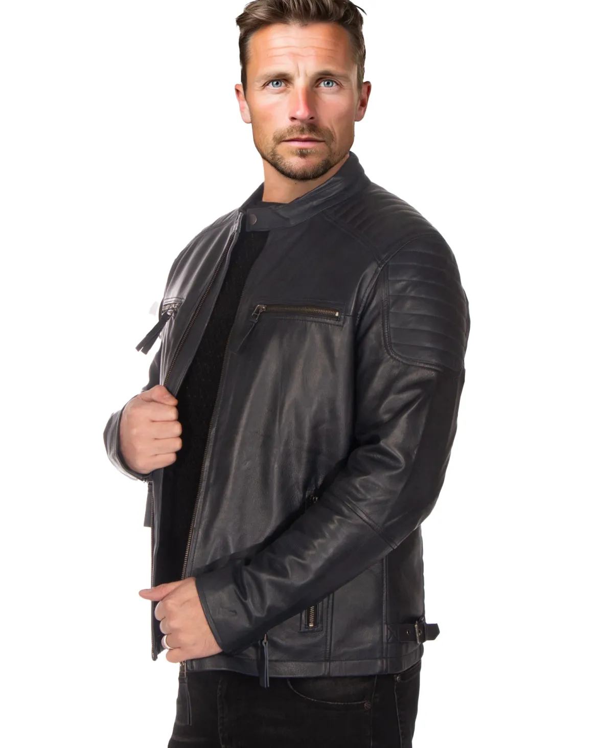 Race Track nahkatakki - Yönsininen