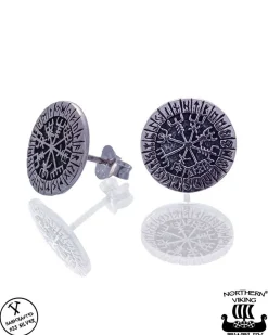 Riimu Vegvisir nappikorvakorut - Hopea