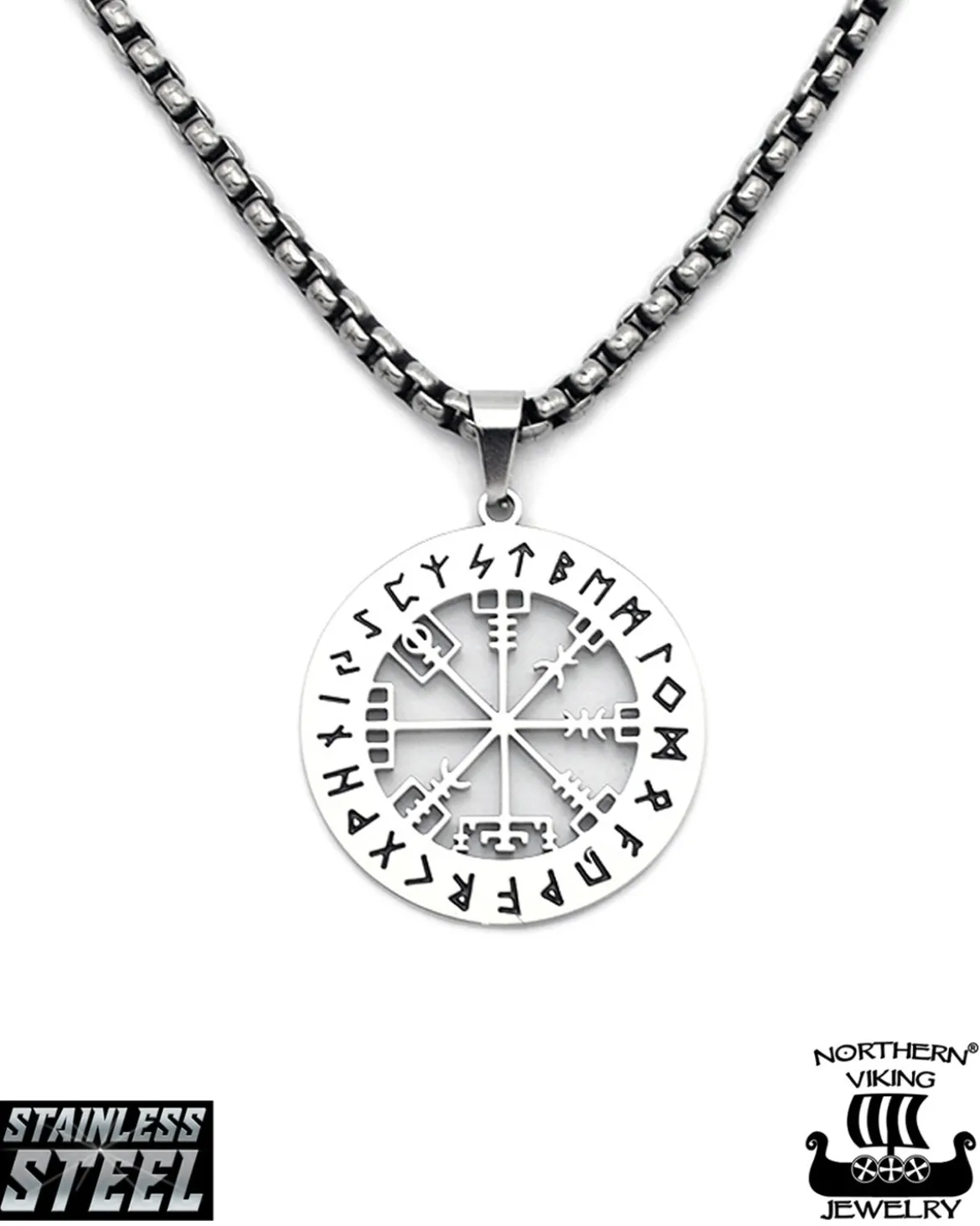 Shiny Vegvisir kaulakoru - Teräs