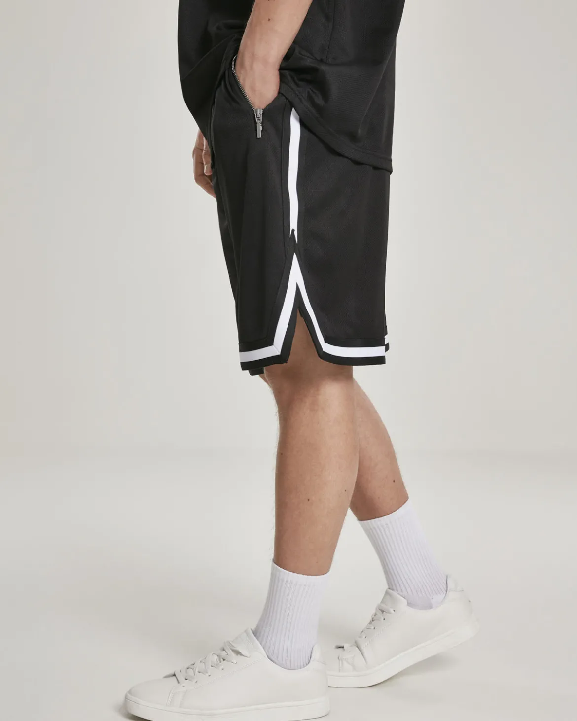 Stripe mesh shortsit - Musta/Valkoinen