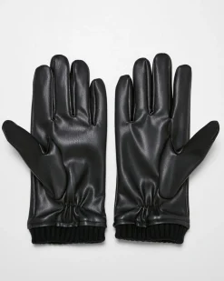 Synthetic leather hanskat - Musta