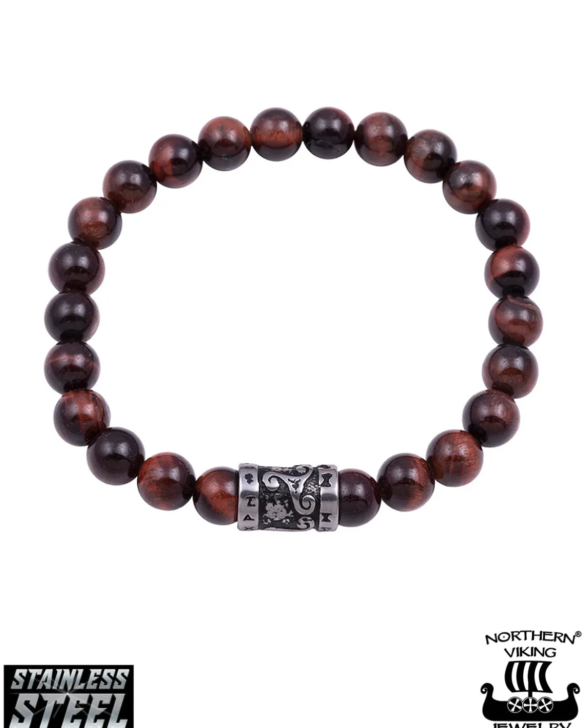 Tiger Eye Runes rannekoru - Ruskea