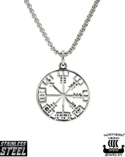 Viikinkikompassi Vegvisir kaulakoru - Teräs